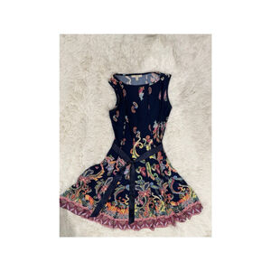 Women's HAANI Petite Navy Multi-color Paisley Print Dress PL